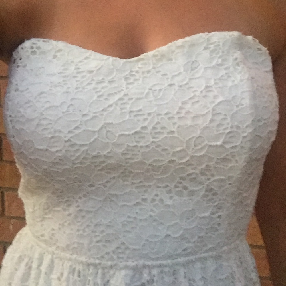 STRAPLESS WHITE LACE DRESS - Picture 6 of 8